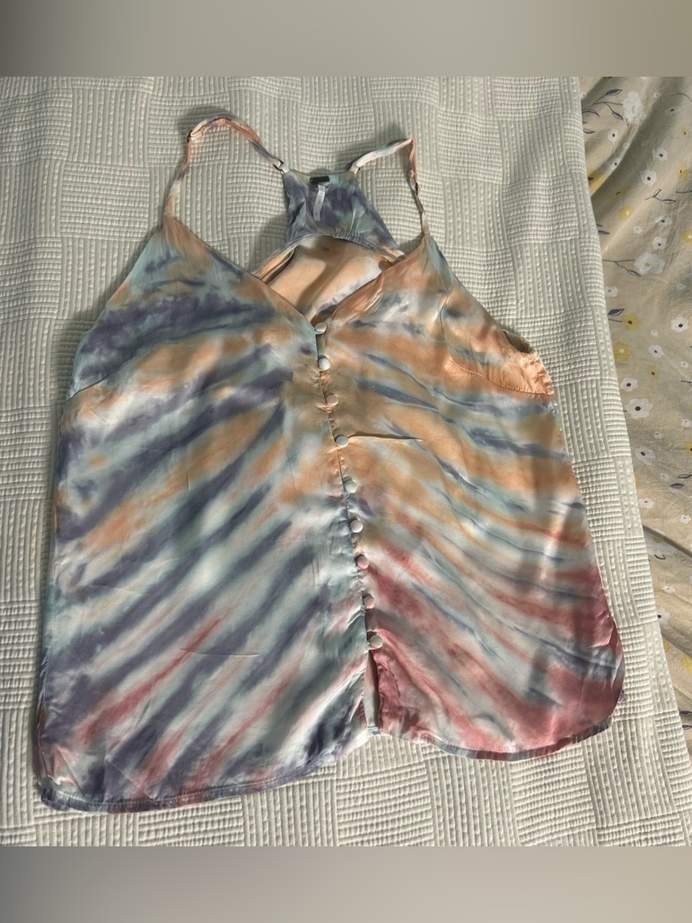 Young Fabulous & Broke YFB Maddy Tie Dye Button Front Cami Tank Top Size Medium